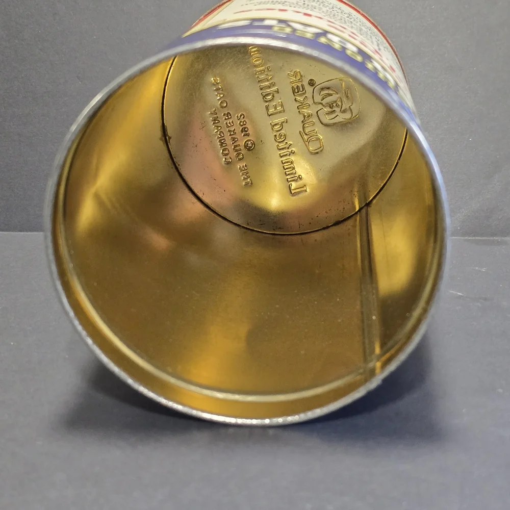Vintage 1982 Old Fashioned Quaker Oats Tin Can Collector's Limited Edition